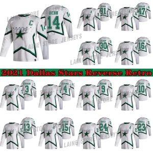 Maglia da hockey personalizzata uomo donna giovane Dallas''Stars''Reverse Retro 14 Jamie Benn 91 Tyler Seguin 30 Ben Bishop 47 Radulov 4 Miro Heiskanen Maglie da hockey