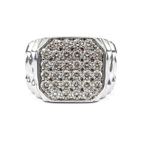 Heißer Verkauf Mode Champagner Diamant Ringe Micro-Set Cluster Intarsien Solide Weiß Gold Hochzeit Verlobung Männer Ring