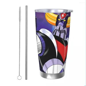 Tumblers UFO Mazinger Z Tumbler Vacuum Isolated Goldorak Actarus Anime Thermal Cup med lock Straw Double Wall Mugs Water Bottle 20oz