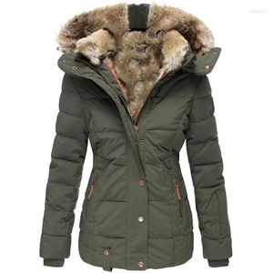 Trench da donna Giacca invernale con cappuccio da donna Cappotto in pelliccia calda ispessimento Parka da donna Capispalla casual Cappotto militare