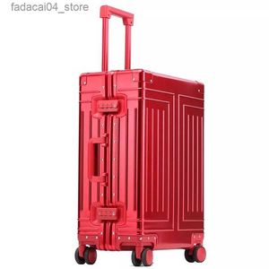 Malas de viagem de alumínio de alta qualidade bagagem de viagem negócio trolley mala saco spinner embarque carry on rolando bagagem 20/24/26/29 polegada q240116