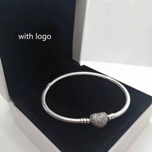 Original 100% S925 Sterling Silver Snake Chain Charms Bracelets For Women Fashion designer DIY Fit Pandoraer Charms Beads With Logo Design Lady Gift