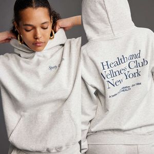 24ss Sporty Rich Fleece Hoodie Letra Impressa Algodão Designer Suéter Mulheres Moletons Com Capuz Pulôver Jumpers