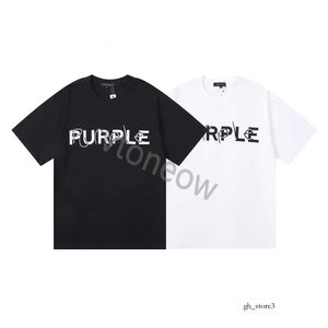 Jeans roxo camiseta 2023ss camisetas cor impressa algodão solto bolsa casual homens e mulheres de manga curta camisa de moda na moda high street top roxo marca 192