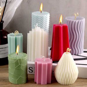 Craft Tools Geometric Candle Silicone Mold DIY Stripe Cylinder Scented Candle Making Plaster Epoxy Resin Casting Mould Home Handicraft Decor YQ240115