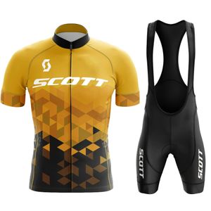 Scott Cycling Jerseyセット自転車スーツ半袖衣料品自転車MaillotBibショーツ240113