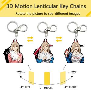 Anime 3D Motion Keychains Chainsaw Man Power for Backpack Pendants, Car Pendants, Fashion Accessories, Personalized Creative Gifts PET Acrylic Size 6cm