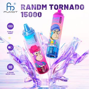 Original RandM vape tornado 15000 baforadas E-cigarros descartáveis 20ml Vape 0/2/3/5% bateria e óleo mostrados 41 sabores disponíveis