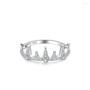 Cluster Ringe PSJ Mode Luxus Schmuck Platin überzogene Krone geformt S925 Sterling Silber für Frauen Hochzeit