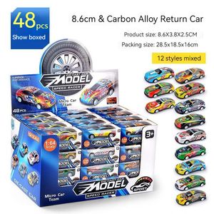 48pcs Metal Dökme Demir Sayfası Alaşımlı Araba Oyuncakları 164 Diecast Çocuk Aksiyon Model Araba Mini Araba Yarışları Çocuk Kız Kız Oyuncak 240113