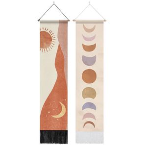 Retro Bohemian Moon Phase Tapestry Wall Hanging With Tassel Söt Moon Tapestry Hanging For Home Bedroom Living Room Decoration 240115