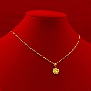 Halsband koreansk student söt kattunge klo 100% au750 guldhalsband för kvinnor party fin smycken gåva riktig 999 gul guldhänge