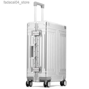 Suitcases Vnelstyle top quality 100% aluminum travel luggage 20/24/26/29 inch carry on trolley suitcase luxury boarding rolling luggage Q240115