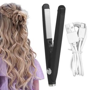 Piastra per capelli USB ricaricabile in ferro arricciacapelli Mini piastra per capelli a doppio scopo strumento per lo styling dei capelli da viaggio 240115