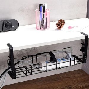 Hooks Under Table Storage Rack Metal Cable Management Tray Home Office Desk Wire Organizer No Punching Kitchen Accessories