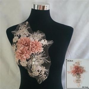 蝶ネクタイ1ピース女性の花の模倣真珠レース偽の襟刺繍DIY 3Dチュールパッチネックラインアップリケ装飾