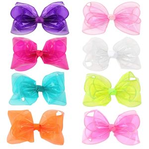 5-8pcs/set PVC Jelly Bows Hair Bows For Girls With Clips Glitter Knot Waterproof Swimming Bows Solid Hairpins Kids Headwear 240116