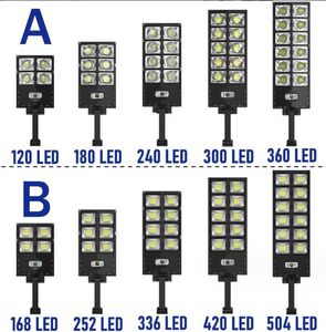 Leistungsstarke Solar-Straßenlaterne, 504/336/252 LED-Gartenleuchten, PIR-Sensor-Lampe, wasserdicht, Sonnenlicht, Fernbedienung, Wand- und Hofbeleuchtung