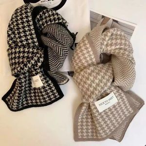 Scarves Women Men Long Scarf Vintage Elegant Houndstooth Warm Winter For Casual Daily 2024 Knit