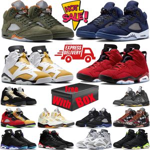 With Box Jumpman 5 6 basketball shoes for mens Midnight Navy Aqua UNC Craft Olive 5s 6s Toro Bravo Cool Grey Sail Burgundy Racer Blue men trainers sneakers sports shoe