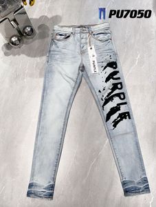 Mens Jeans Purple Jeans Designer denim broderi byxor mode hål byxa oss storlek 28-40 Hip Hop nödställda dragkedja byxor rock väckelse true män jeans4kk3