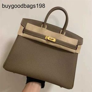 Designer Bags Togo Leather Bag Womens Handheld Lychee Pattern 30 Buckle Versatile Head Elephant Grey Small Wedding