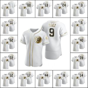 Chicago''Cubs''men 9 Javier Baez 17 Kris Bryant 44 Anthony Rizzo 24 Craig Kimbrel Custom Youth Youth White White Authentic Golden Edition Jersey
