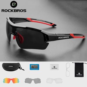 Rockbros Polarized Cycling Glasses Men Sports Sunglasses Road MTB Mountain Bike Riding Protection Goggles Eyewear 5レンズ240115