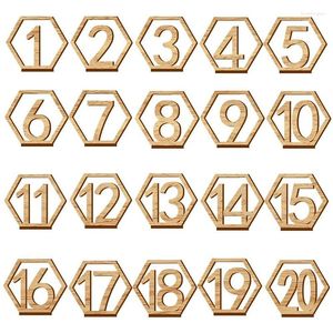 Party Decoration 20Pcs Wooden Hexagonal Table Seat Number Signs For Wedding Birthday Banquet Decor 1-40 Digital Sign