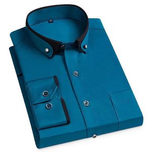 Estilo de moda primavera outono camisas casuais masculinas topos camisas de vestido de negócios masculino formal botão-para baixo colarinho camisa S-5XL 240116