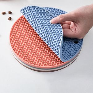 Cozinha Pot Mats Coaster Borracha Potholder Table Mat Bowl Table Non-Slip Azul Rosa Verde Amarelo Roxo Café Cinza Redondo Requintado ZXF 121