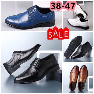 Designers Shoes Casual Shoes Mans Blue white brown Leather Shoes Pointed Toe banquet suit Man's Business heel EUR 38-47 Low prices