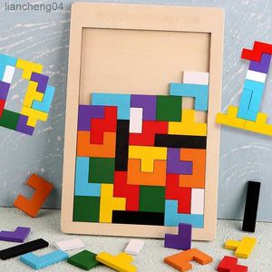 3D-Puzzles Buntes 3D-Puzzle aus Holz Lernspielzeug Tangram Mathe-Spiel Kinder Vorschule Magination Formen Puzzle-Spielzeug für Kinder Puzzle