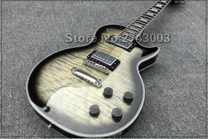 Benutzerdefinierte E -Gitarre graue Burst Flamme Maple Top Mahagony Body Rosenholz Fingerboard hochwertiger Guitarra kostenloser Versand