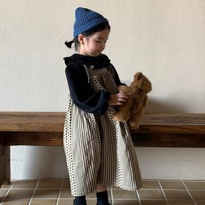 Abiti da ragazza Autunno neonate vestono bambini coreani giapponesi abiti a pois senza maniche retrò principessa bambini cinturino casual