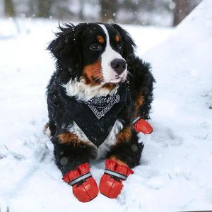 Dog Apparel Booties Waterproof Boots Non Slip Shoes Fleece Lining Protectors Outdoor Paws Warmer For All Size Dogs 4 Pcs