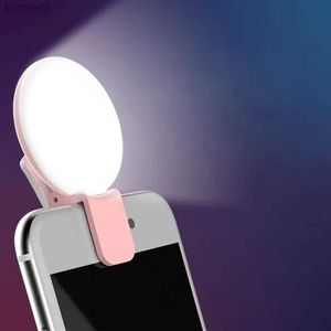 Luzes de selfie Novo telefone celular LED Selfie Ring Light portátil mini durável prático três paradas escurecem o clipe de fotografia de círculo luminl240116