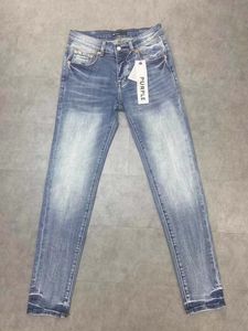 Mens Purple Designer rasgou jeans com zíper reto de jeans Fly Long calça intermediária para homens Jeans Black Designer Womens