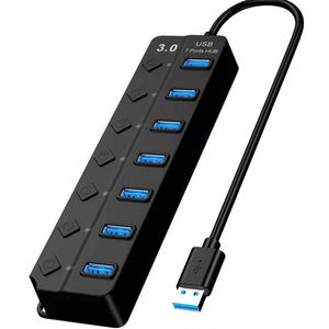 2024New 7-in-1 USB3.0ドッキングステーションUSBハブPCコンバーター、個別制御、LEDインジケーター、ラップトップ、カメラ、メモリカード、PD高速充電、ドッキングステーション