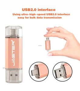 USB Flash Drives Hotsale JASTER OTG USB Flash Drive Type C Pen Drive 512GB 256GB 128GB 64GB 32GB 16GB USB Stick 2.0 Pendrive for Type-C Device