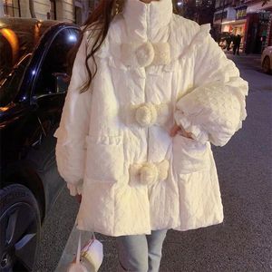 Trench da donna Windriel Parka invernale da donna Dolce piumino coreano in cotone addensato caldo cappotto imbottito bianco sciolto Abbigliamento XS-L