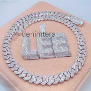 Customized Diy Name Letter Pendant Cuban Link Chain Necklace 925 Sterling Silver Moissanite Baguette Diamond Pendent for Men 3ZKM