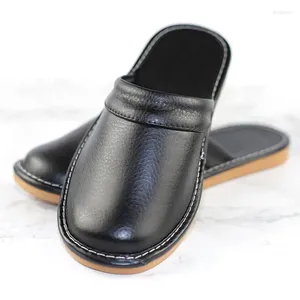 Chinelos barato casa de couro homens slides interiores sapatos tamanho grande 47-48 homem mules fechado toe unisex casal