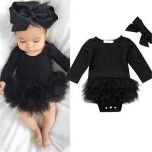 Baby girl black jumpsuit+headband 0-24M newborn baby and toddler spring and autumn casual solid tight fitting jumpsuit 240116
