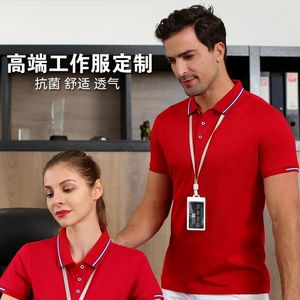 Polos masculinos com gola de manga curta, camiseta polo personalizada, roupas de trabalho impressas, logotipo bordado, roupas de grupo corporativo