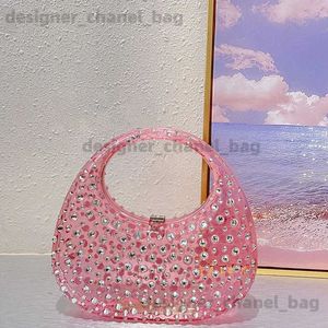 Bolsas de ombro Clear Diamonds Evening Bags Acrílico Luxo Designer Mulheres Bolsas Strass Casamento Bolsas Senhoras Meia Lua Cristal Embreagem Nova T240116