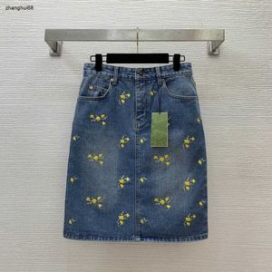 Mulheres luxuosas saia de grife roupas para senhoras verão bordado cintura alta casual jeans qualidade overskirt 16 de janeiro