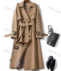 Designer Women's Trench Coat Long luxury fashion Autumn lapel double breasted slim trench coat Korean elegant lace-up coat women's coat