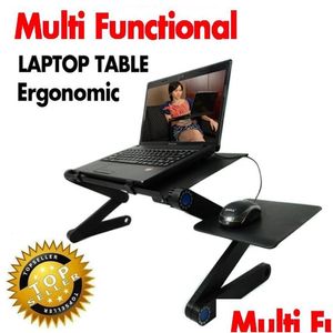 Altri accessori per computer Lapdesk Mti Funzionale tavolo ergonomico per laptop per letto Divano portatile Supporto pieghevole Lapdesk Notebook con Dhftm