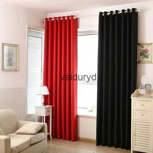 Gardin modern röd svart blackout gardiner för vardagsrum polyester tyg tjock tre-skikt svart siden skugga fönster draperar grossalavaiduryd